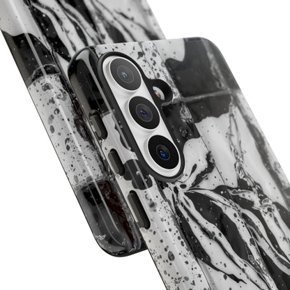 Monochrome Tile Floral Tough Phone Case