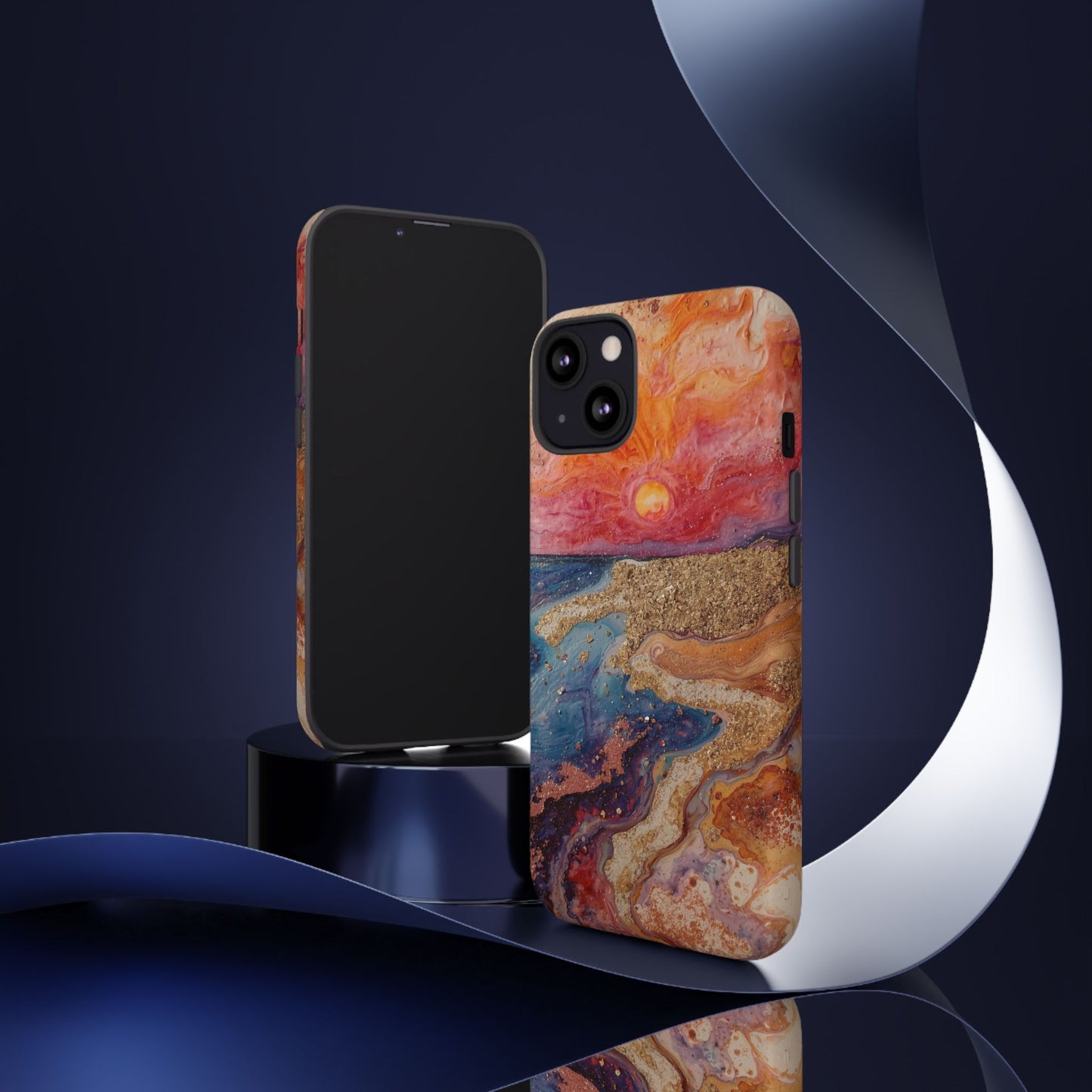 Sunset Coast Phone Case — Colorful Abstract Beach Art Tough Case