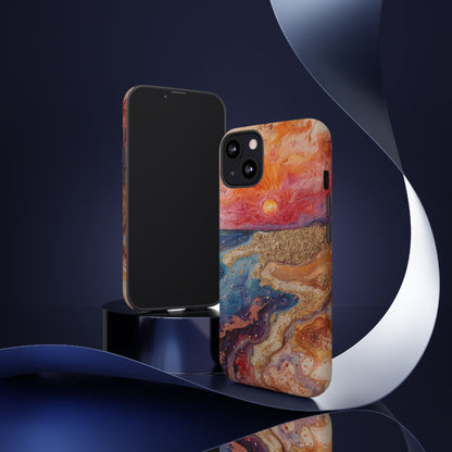 Sunset Coast Phone Case — Colorful Abstract Beach Art Tough Case