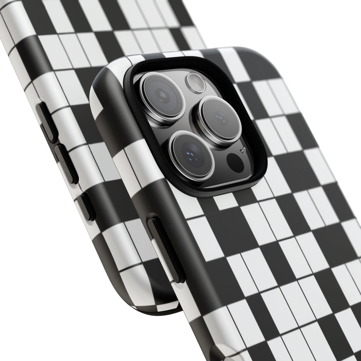 Crossword Grid Phone Case — Black & White Puzzle Pattern Tough Phone Cover