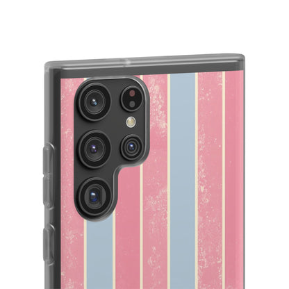 Striped Pink & Blue Phone Case — Retro Pastel Flexi Case