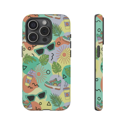 Tropical Summer Phone Case — Retro Sunglasses, Sneakers & Palm Pattern
