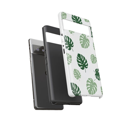 Monstera Leaf Tough Phone Case – Tropical Green Palm Pattern Protective Cover