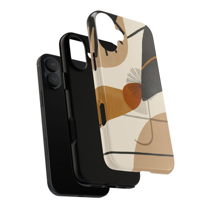 Abstract Earth Tone Phone Case — Mid-Century Minimalist Tough Case