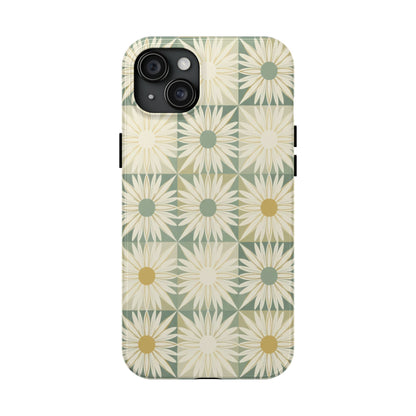 Retro Daisy Tough Phone Case — Vintage Floral Protective Cover for iPhone
