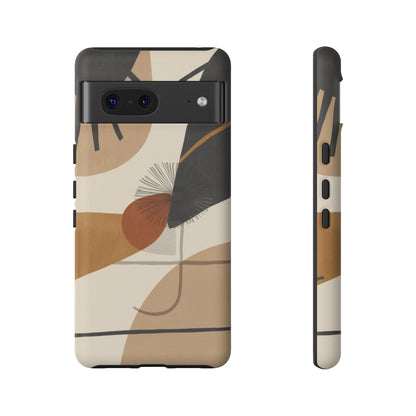 Abstract Earth Tone Phone Case — Mid-Century Minimalist Tough Case