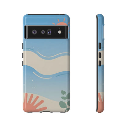 Beach Waves Tough Phone Case — Summer Sun & Seashell Protective Cover