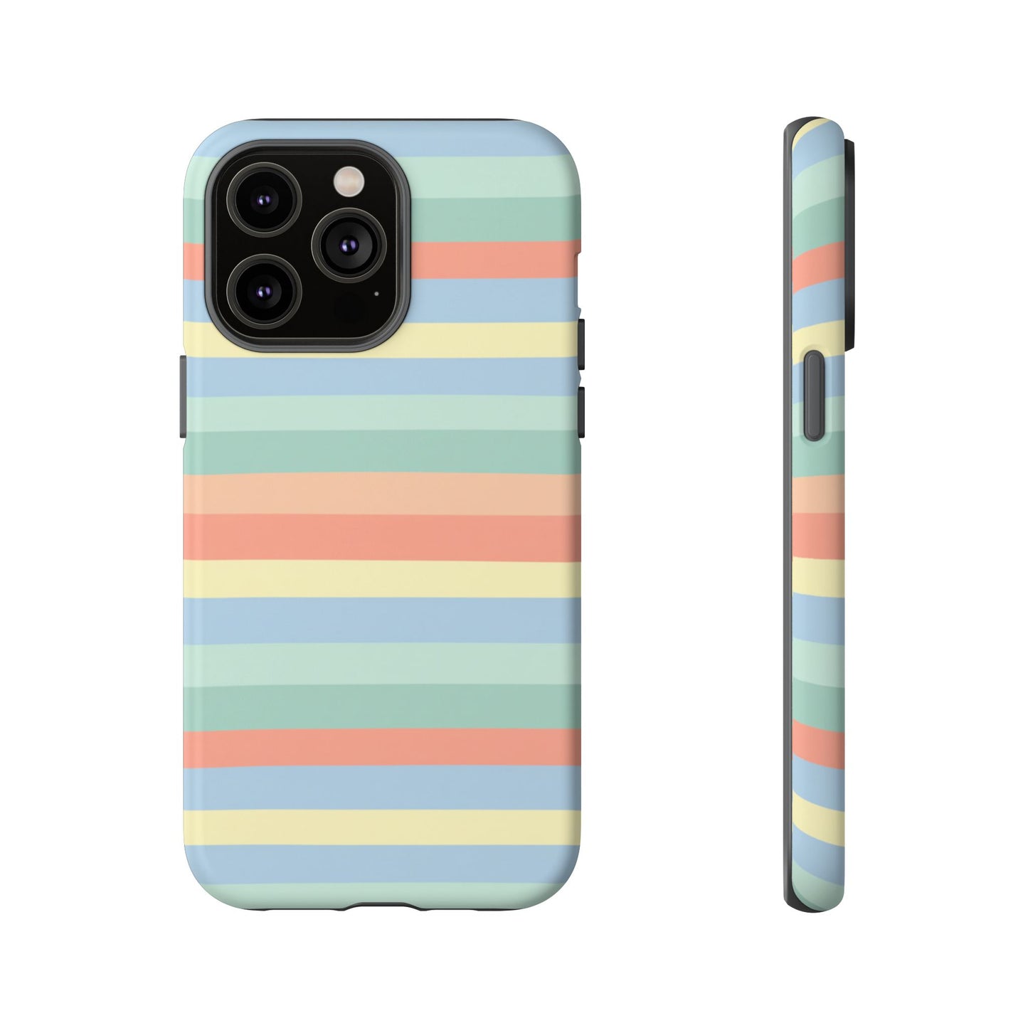 Pastel Striped Phone Case — Retro Horizontal Multi-Color Tough Case