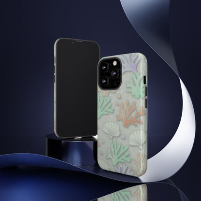 Pastel Coral Reef Tough Phone Case – Sea Shell & Coral Pattern Durable Protector