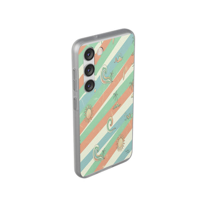 Beach Vibes Phone Case — Retro Pastel Surf & Palm Protective Flexi Case
