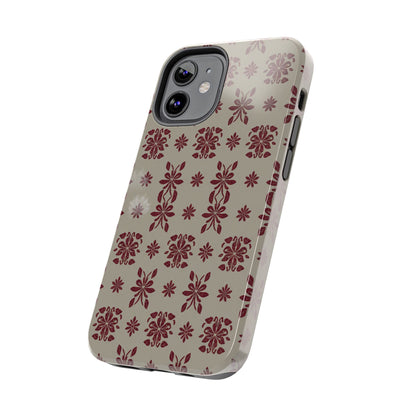 Tough Phone Case — Vintage Red Floral Pattern Protective Cover