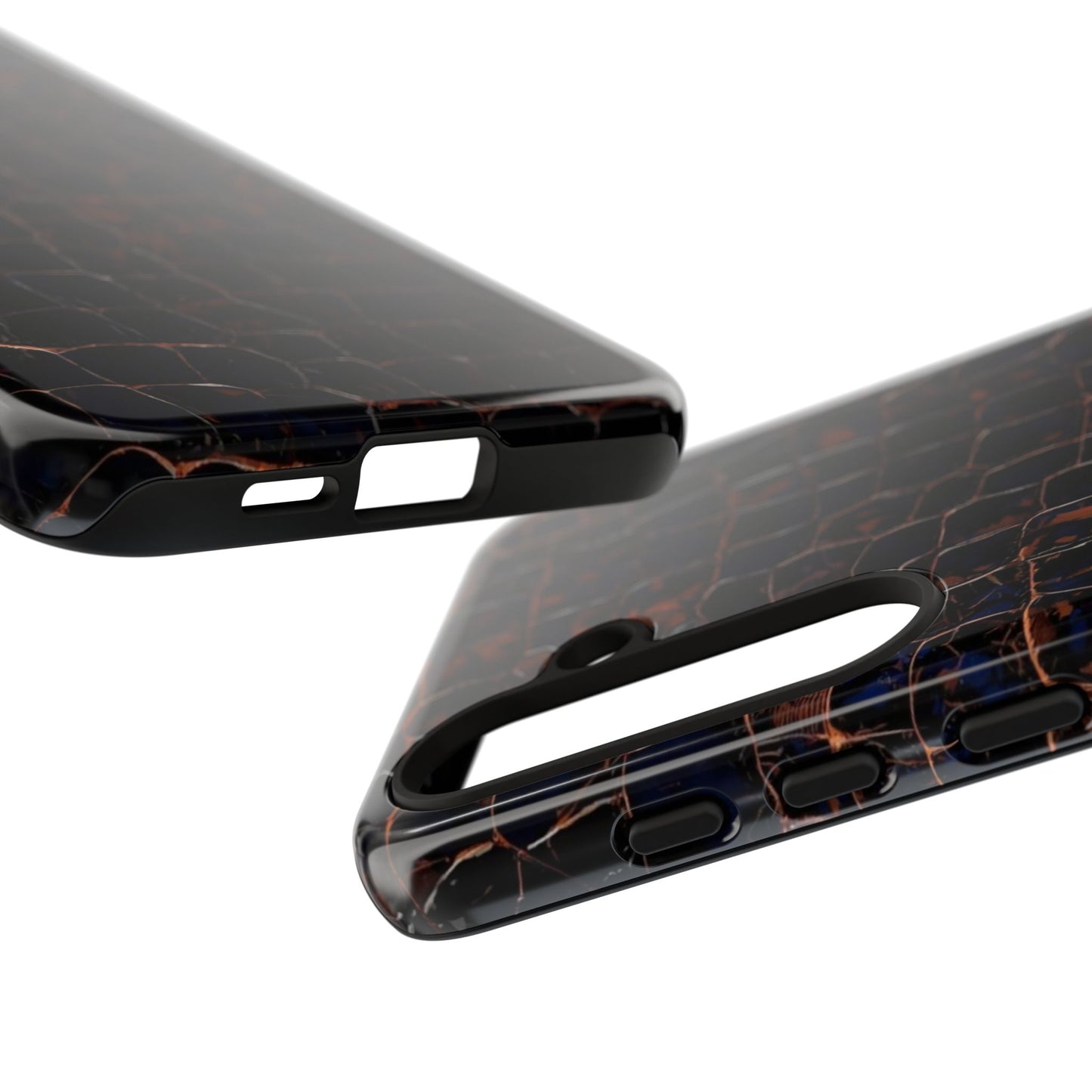 Croc-Embossed Tough Phone Case — Shockproof Black Alligator Texture