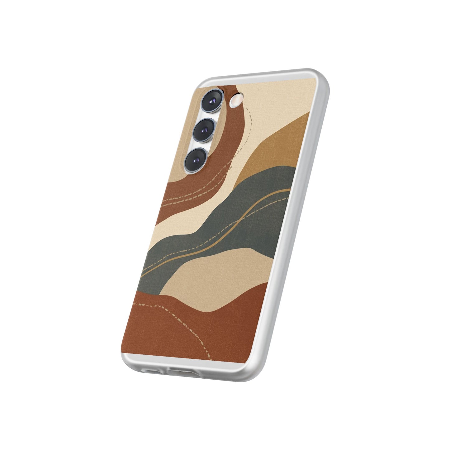 Abstract Earth Tone Phone Case — Boho Wavy Flexi Case
