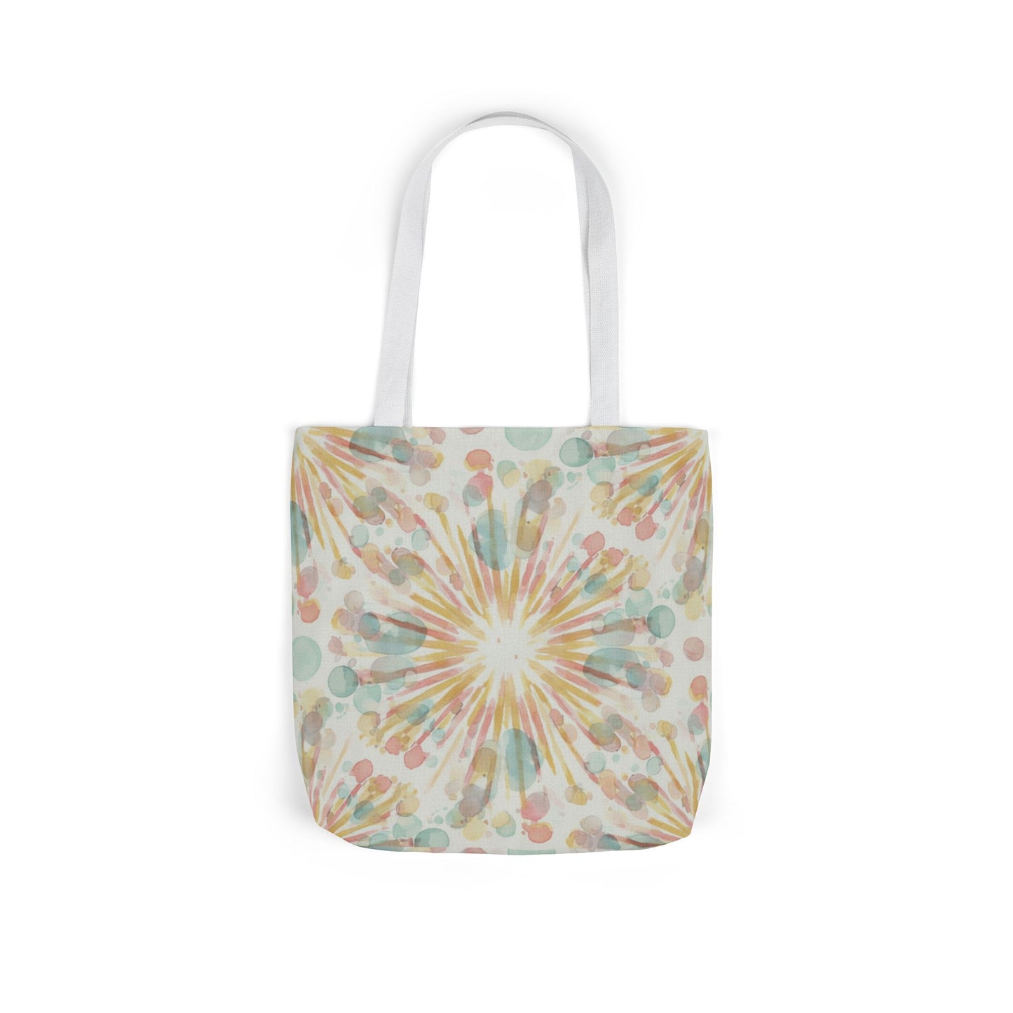 Boho Sunburst Canvas Tote Bag — Pastel Tie-Dye Beach & Market Bag