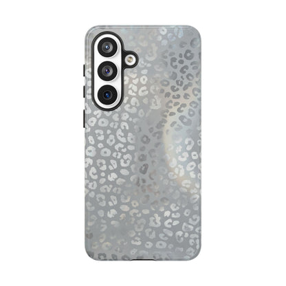Grey Leopard Print Tough Phone Case — Durable Protective iPhone Cover