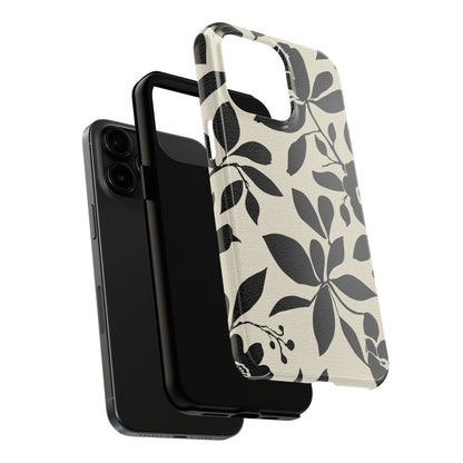 Tough Phone Case — Black Floral Silhouette Protective Cover