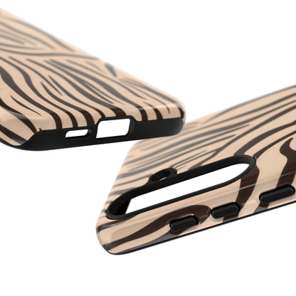 Zebra Stripe Tough Phone Case – Neutral Animal Print Protective Cover