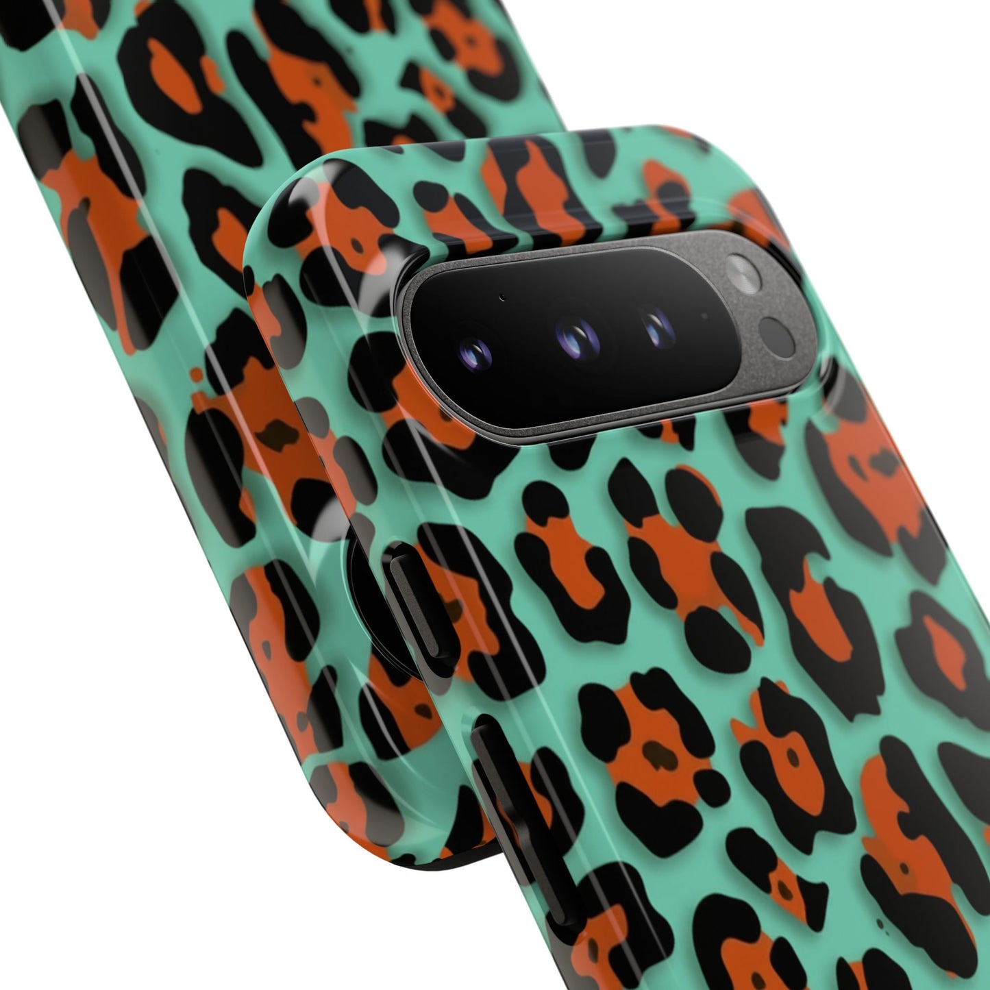 Teal & Rust Leopard Phone Case — Tough Protective Animal Print