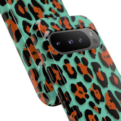 Teal & Rust Leopard Phone Case — Tough Protective Animal Print