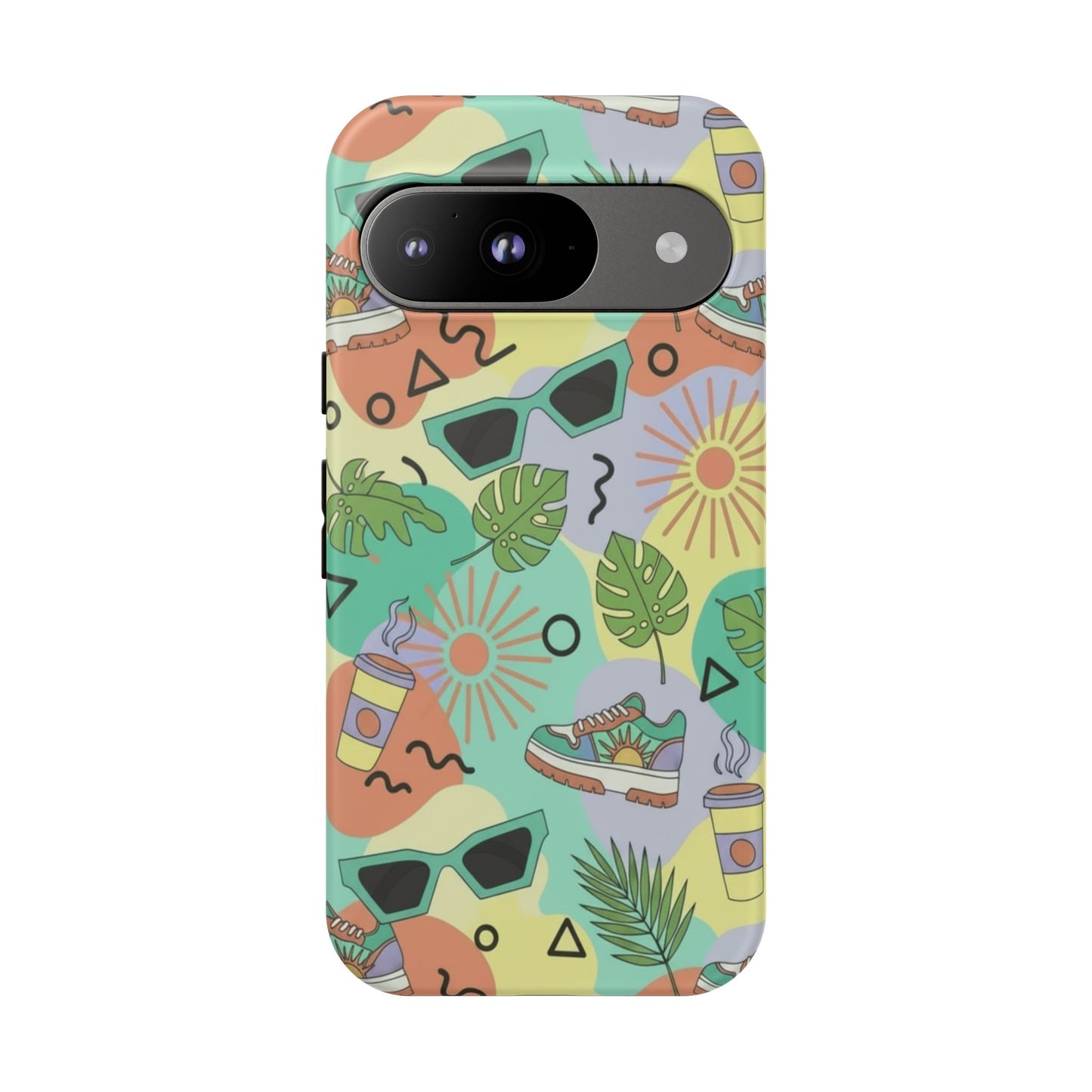 Tropical Summer Phone Case — Retro Sunglasses, Sneakers & Palm Pattern