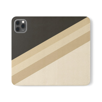 Retro Neutral Stripe Flip Phone Case — Wallet Folio with Card Slots