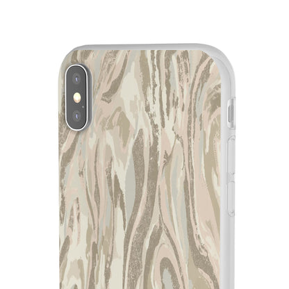 Neutral Marble Swirl Flexi Phone Case — Beige Abstract Protective Cover