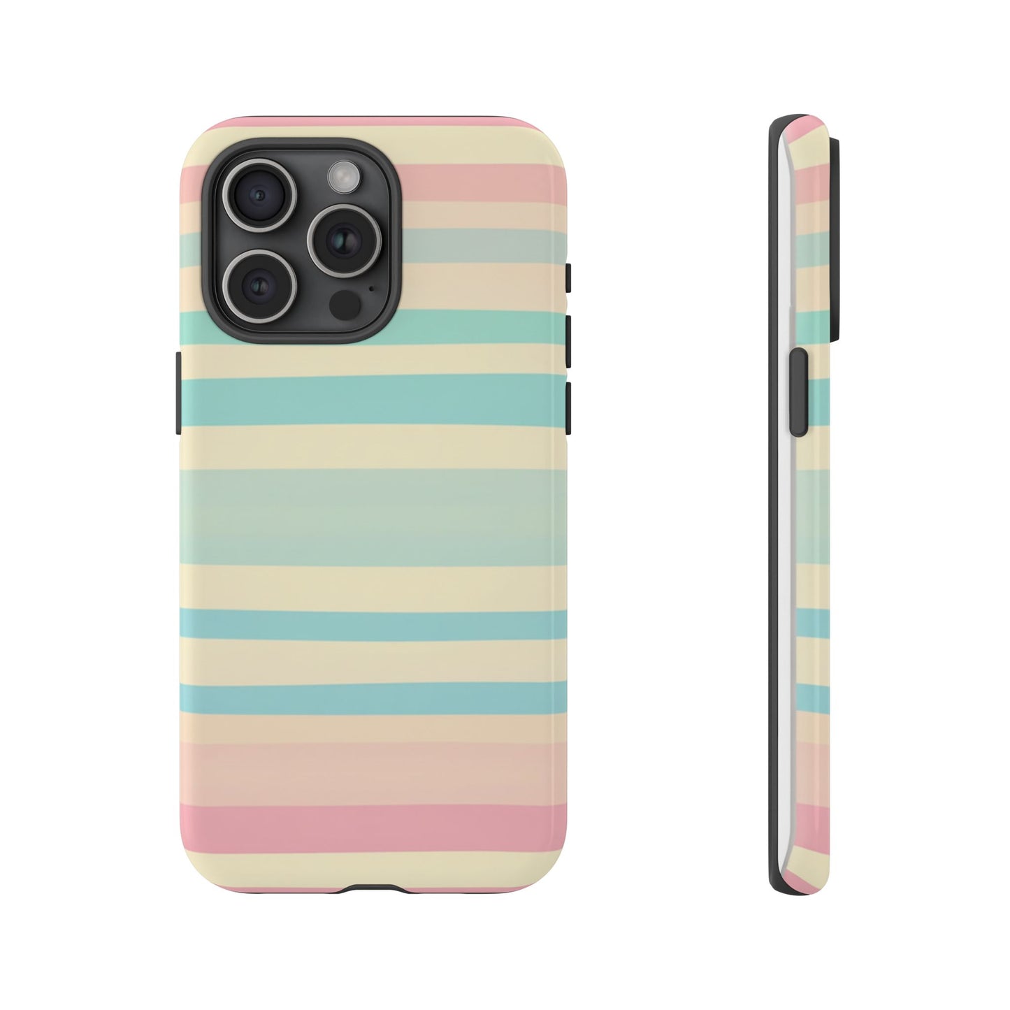 Pastel Striped Tough Phone Case – Protective Retro Rainbow Design