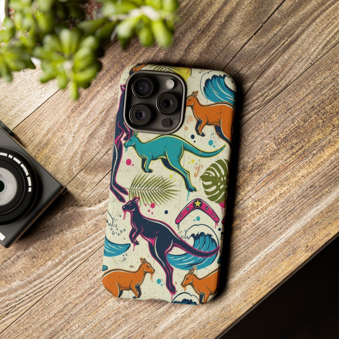 Tough Cases — Colorful Surfing Kangaroo Phone Case