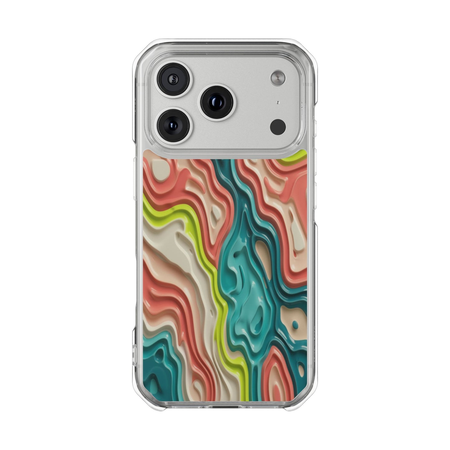 Clear Magnetic Phone Case — Colorful Abstract Layered Swirl Design