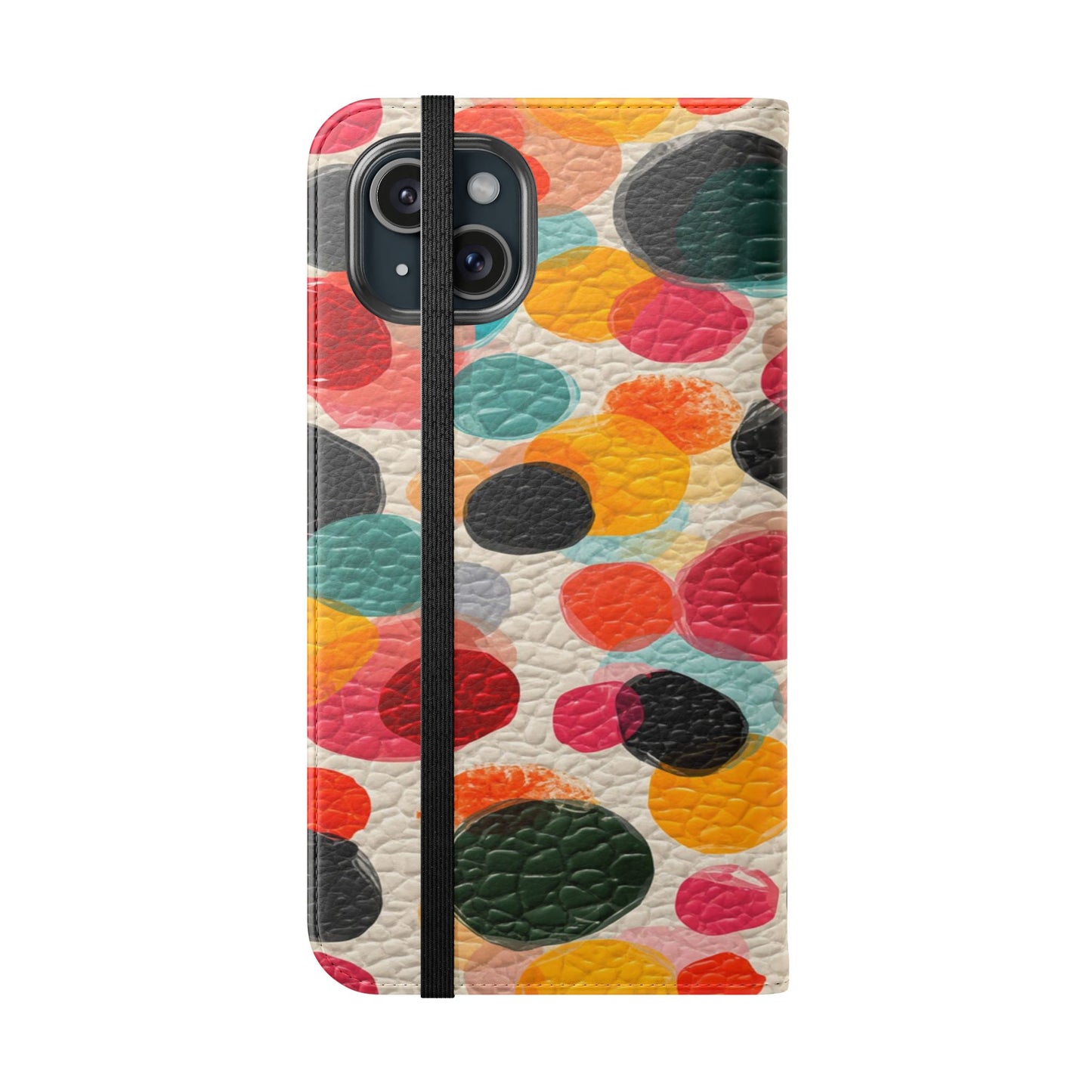 Colorful Confetti Dot Flip Phone Case — Retro Polka Wallet Cover