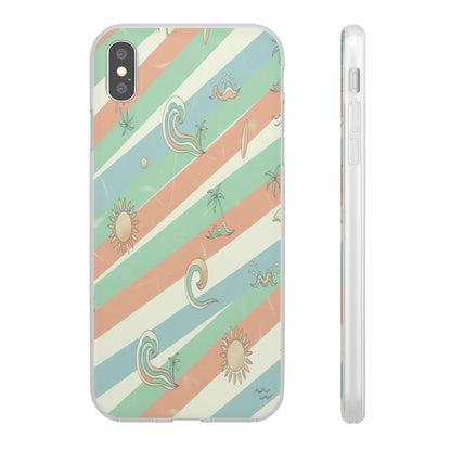 Beach Vibes Phone Case — Retro Pastel Surf & Palm Protective Flexi Case