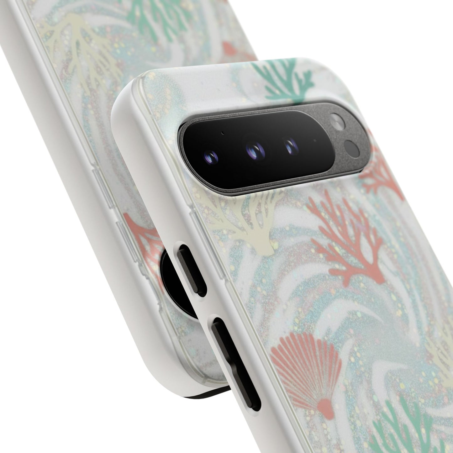 Seafoam Coral Tough Phone Case - Pastel Ocean Wave Design