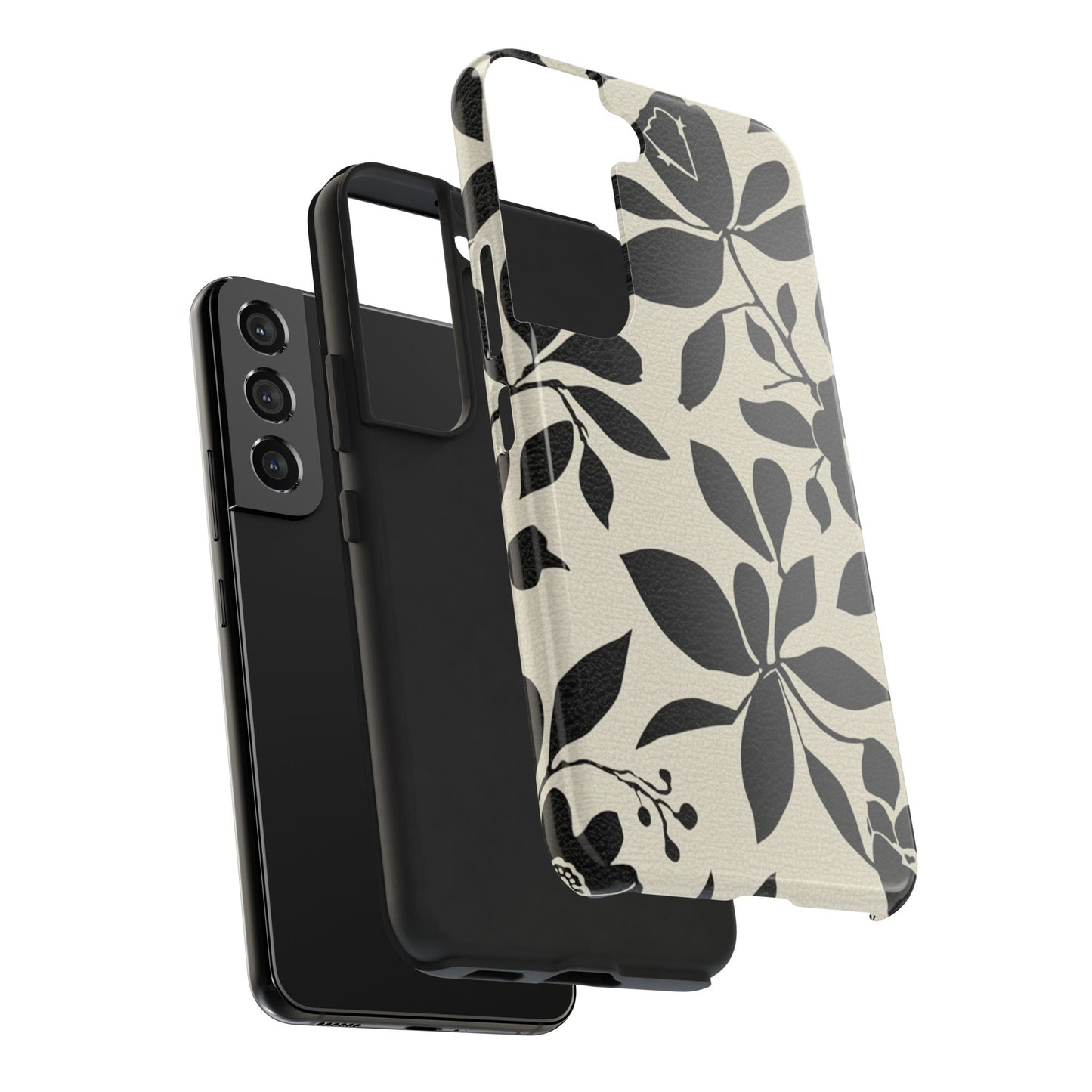 Tough Phone Case — Black Floral Silhouette Protective Cover