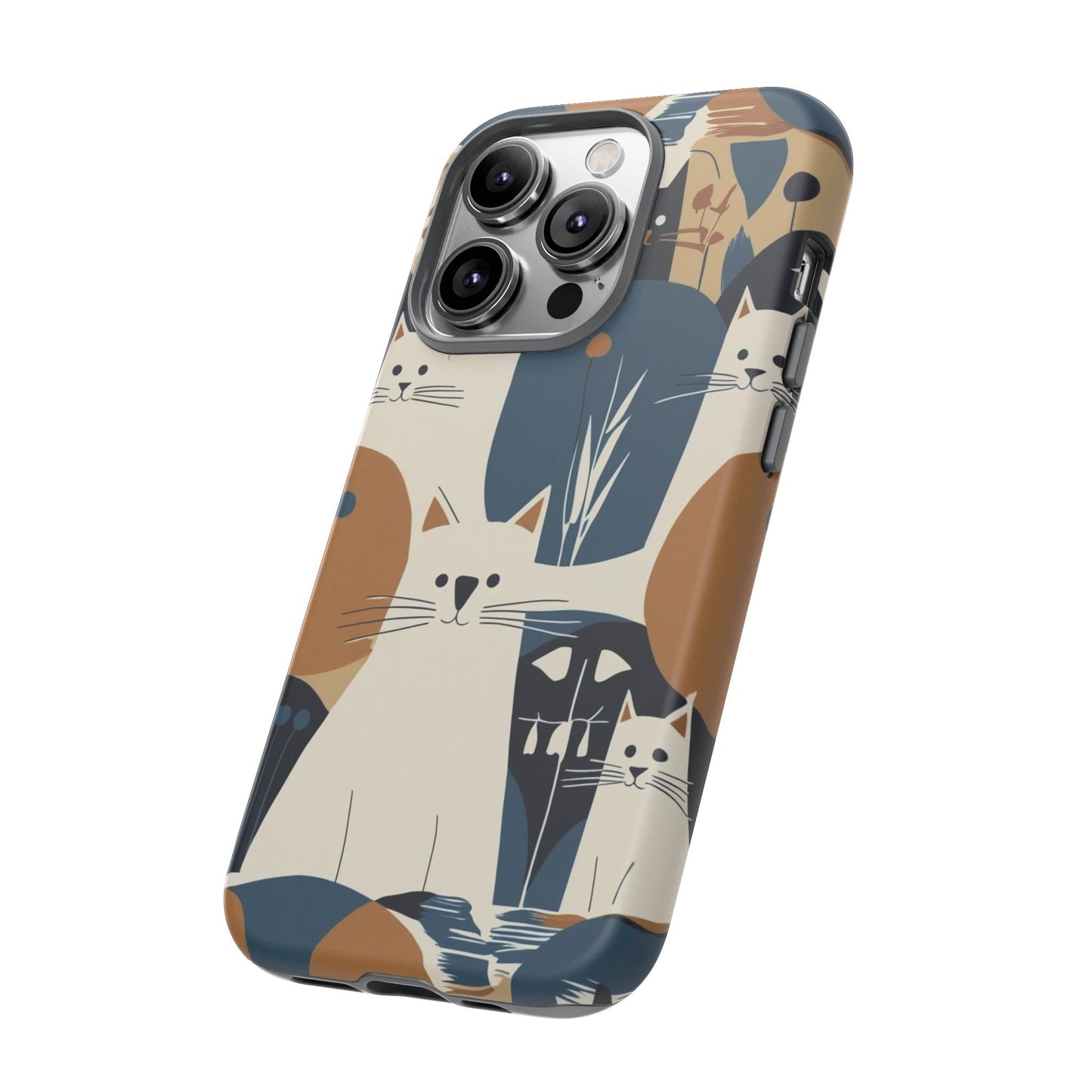 Cat Pattern Phone Case – Retro Abstract Cats Protective iPhone Cover