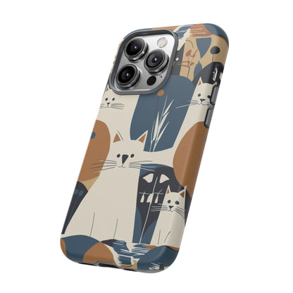 Cat Pattern Phone Case – Retro Abstract Cats Protective iPhone Cover