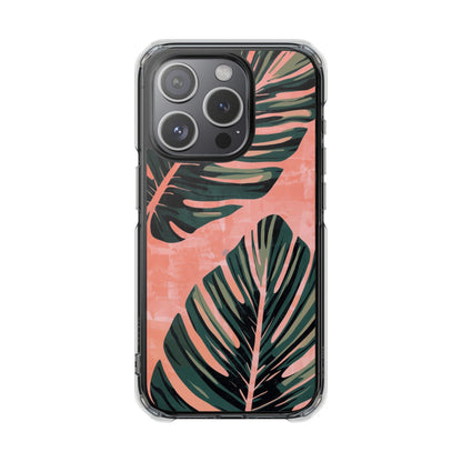 Clear Impact Phone Case — Tropical Palm Leaf Design (Magnetic Compatible)