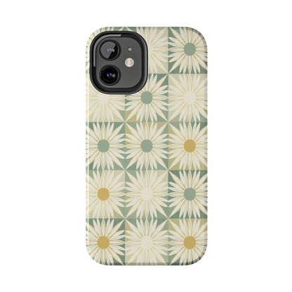 Retro Daisy Tough Phone Case — Vintage Floral Protective Cover for iPhone