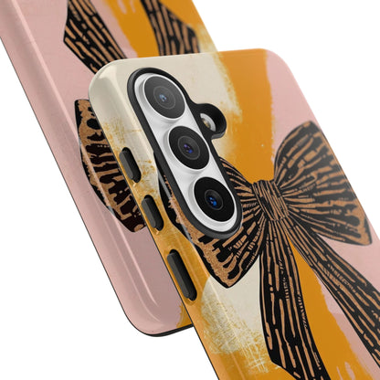 Bow Brushstroke Tough Phone Case — Pink & Mustard