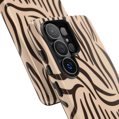 Zebra Stripe Tough Phone Case – Neutral Animal Print Protective Cover