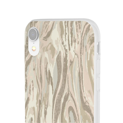 Neutral Marble Swirl Flexi Phone Case — Beige Abstract Protective Cover