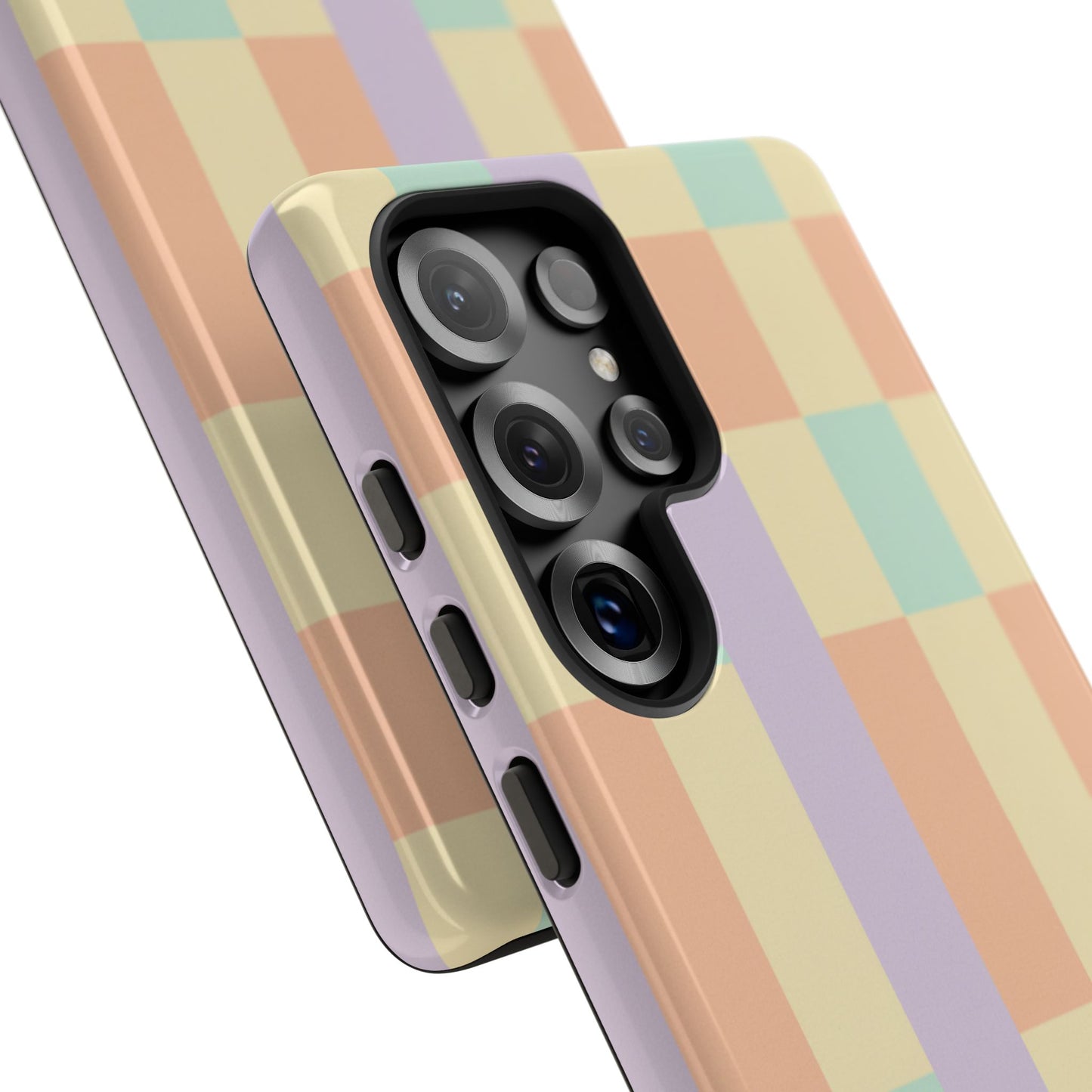 Pastel Checkered Phone Case — Retro Stripe Tough Case
