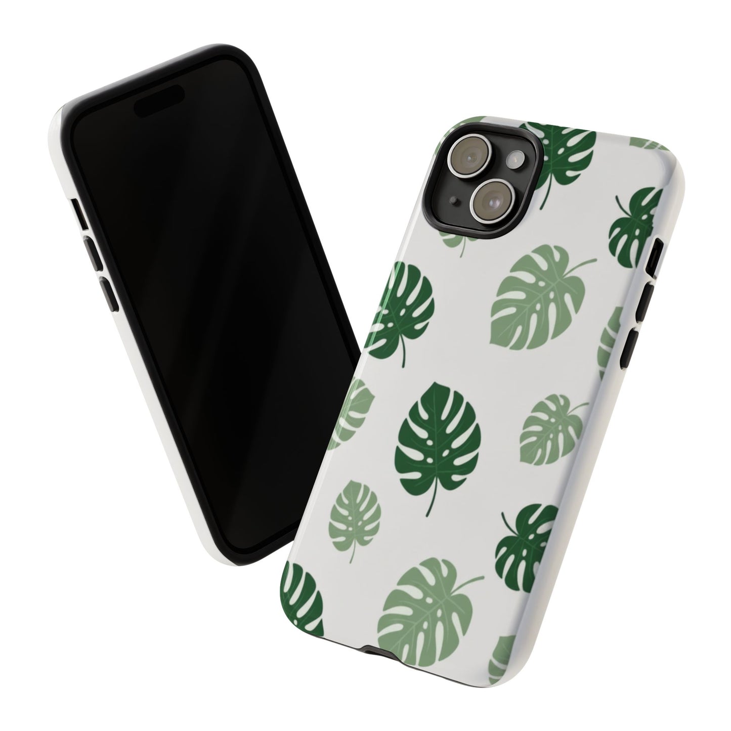 Monstera Leaf Tough Phone Case – Tropical Green Palm Pattern Protective Cover