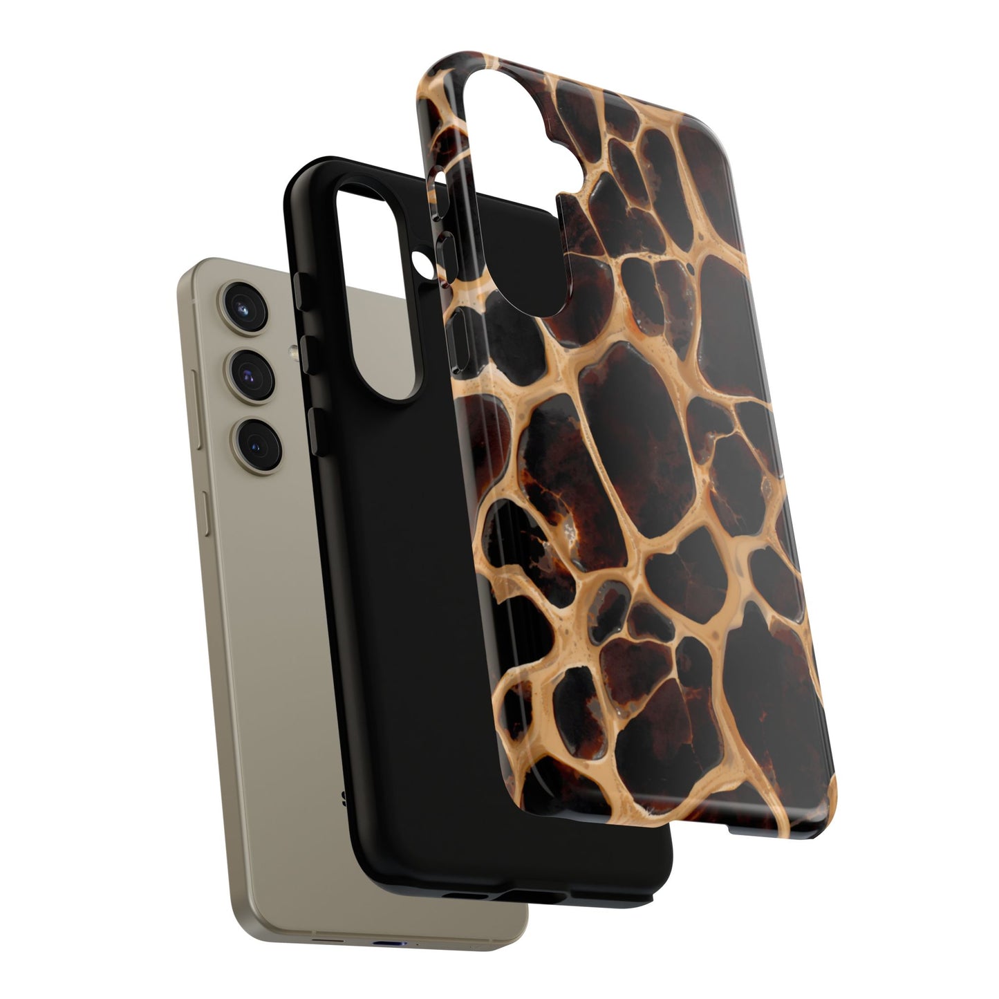 Phone Case — Brown Leather Dot Texture Rugged Protective Cover