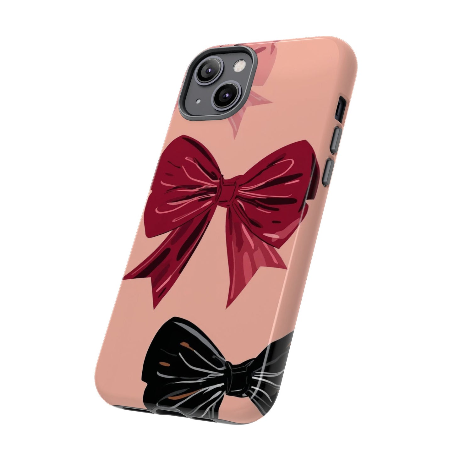Bow Pattern Tough Phone Case — Pink, Red & Black Decorative Bows