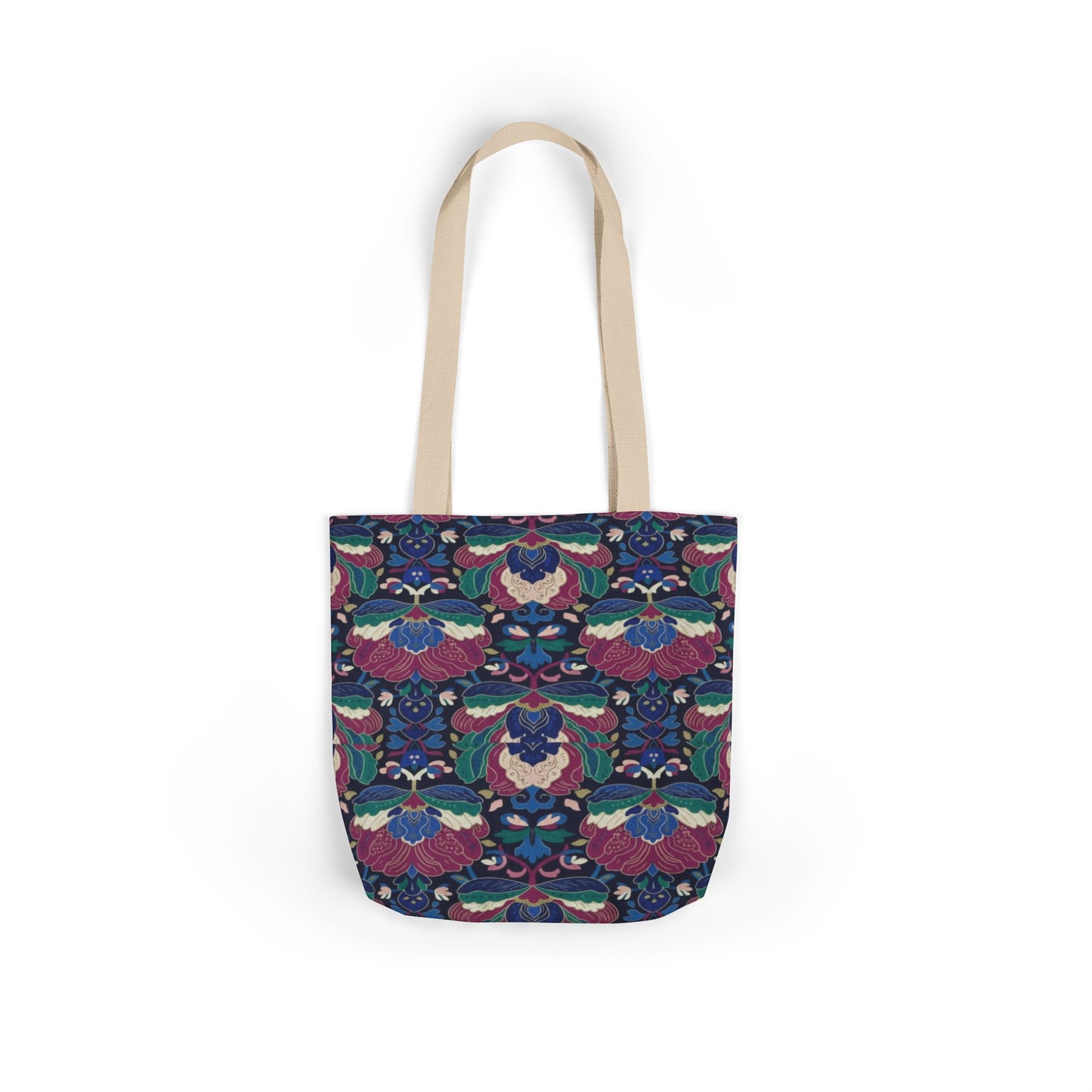 Floral Kaleidoscope Canvas Tote Bag — Colorful Patterned Market Tote