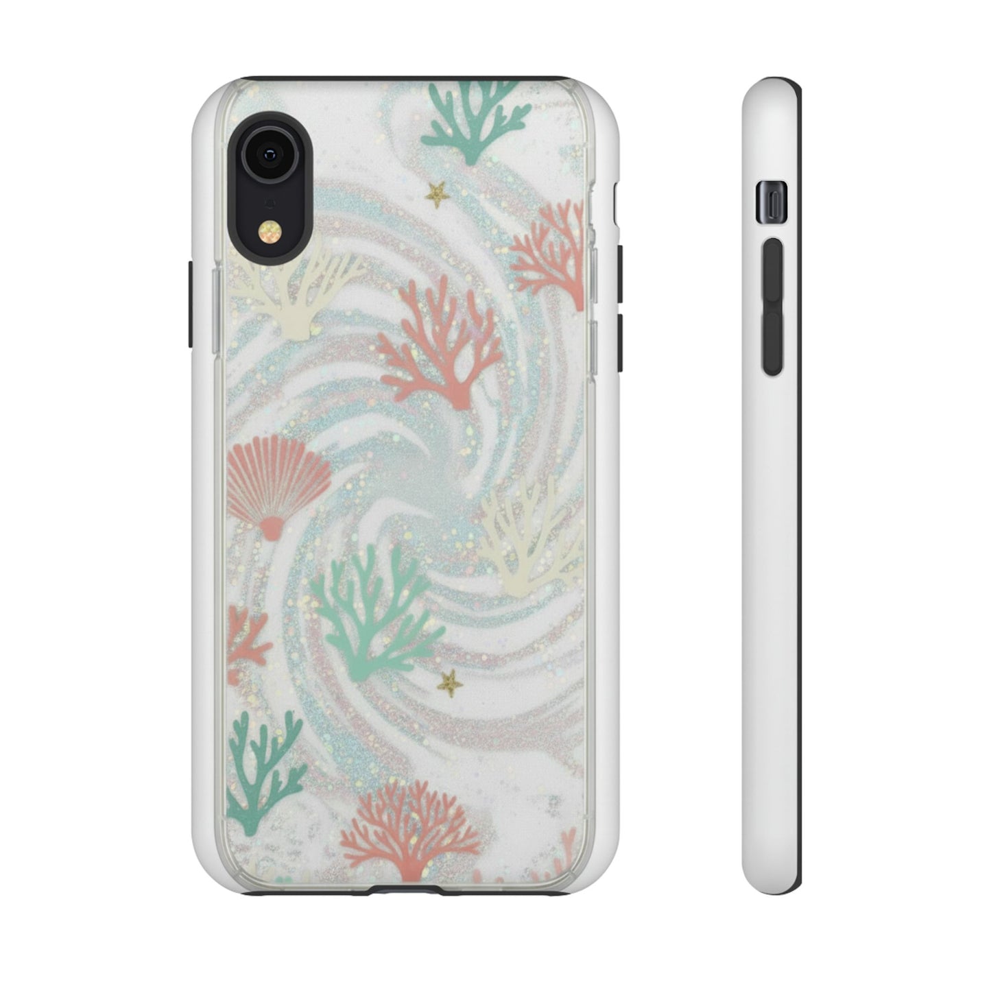 Seafoam Coral Tough Phone Case - Pastel Ocean Wave Design