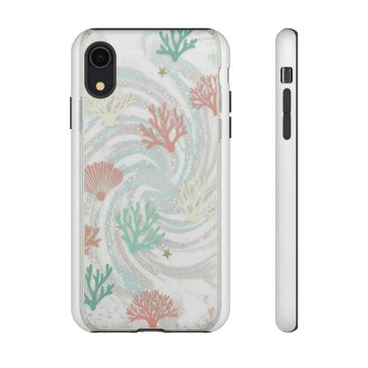 Seafoam Coral Tough Phone Case - Pastel Ocean Wave Design