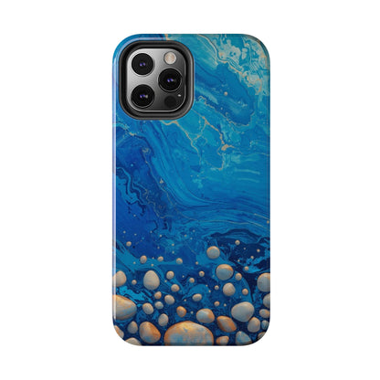 Blue Ocean Pebble Tough Phone Case — Protective Artistic Marble Design