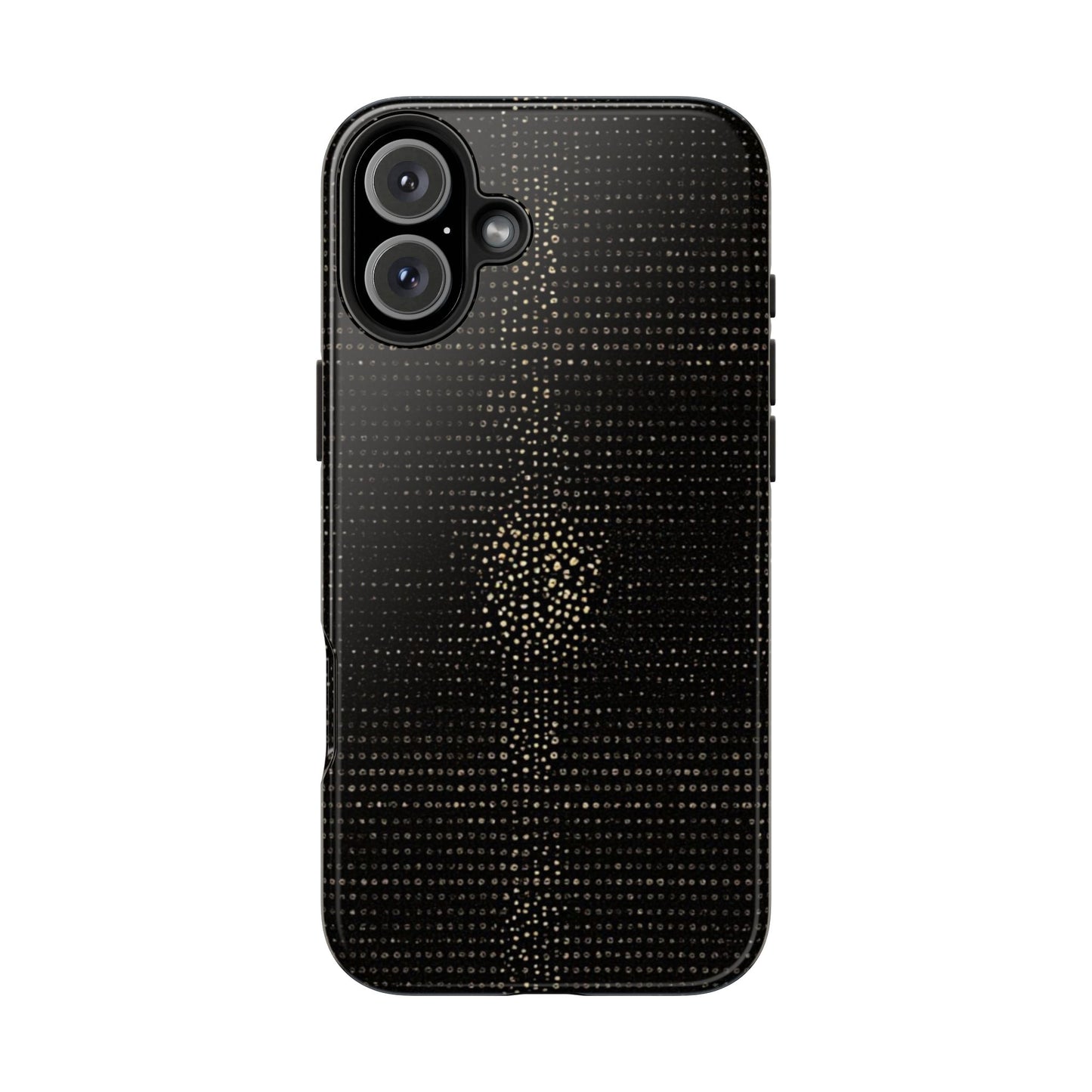 Tough Phone Case — Black Textured Metallic Dot Shield