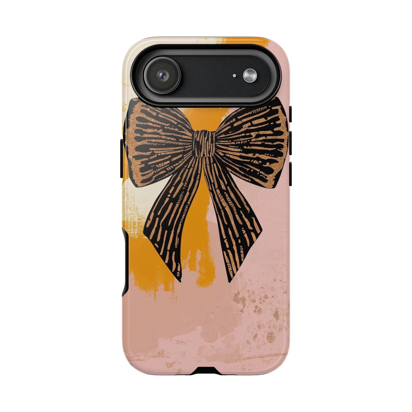 Bow Brushstroke Tough Phone Case — Pink & Mustard